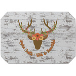 Floral Antler Dining Table Mat - Octagon (Single-Sided) w/ Name or Text