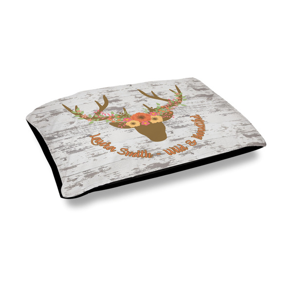 Custom Floral Antler Outdoor Dog Bed - Medium (Personalized)