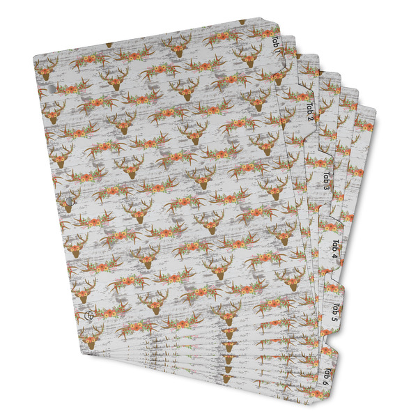 Custom Floral Antler Binder Tab Divider - Set of 6 (Personalized)