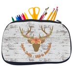 Floral Antler Neoprene Pencil Case - Medium w/ Name or Text