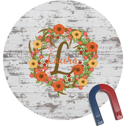 Floral Antler Round Fridge Magnet (Personalized)