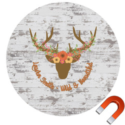 Floral Antler Round Car Magnet - 10" (Personalized)