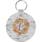 Floral Antler Round Plastic Keychain (Personalized)