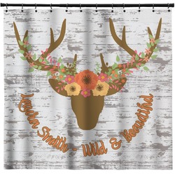 Floral Antler Shower Curtain - 71" x 74" (Personalized)