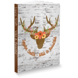 Floral Antler Softbound Notebook - 5.75" x 8" (Personalized)