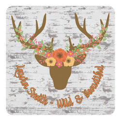 Floral Antler Square Decal - Large (Personalized)