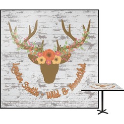 Floral Antler Square Table Top - 30" (Personalized)