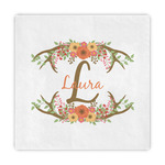 Floral Antler Standard Decorative Napkins (Personalized)