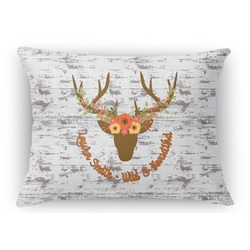 Floral Antler Rectangular Throw Pillow Case (Personalized)