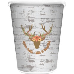 Floral Antler Waste Basket - Single Sided (White) (Personalized)
