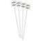 Floral Antler White Plastic Stir Stick - Double Sided - Square - Front