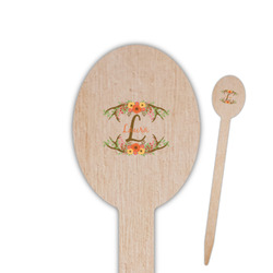 Floral Antler Oval Wooden Food Picks - Double Sided (Personalized)