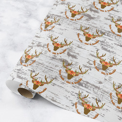 Floral Antler Wrapping Paper Roll - Small (Personalized)