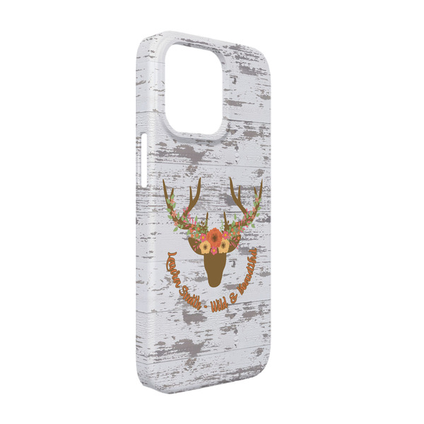 Custom Floral Antler iPhone Case - Plastic - iPhone 13 (Personalized)