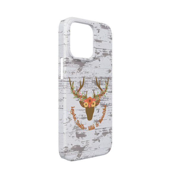 Custom Floral Antler iPhone Case - Plastic - iPhone 13 Mini (Personalized)