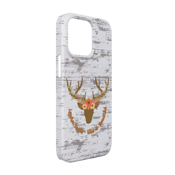 Custom Floral Antler iPhone Case - Plastic - iPhone 13 Pro (Personalized)