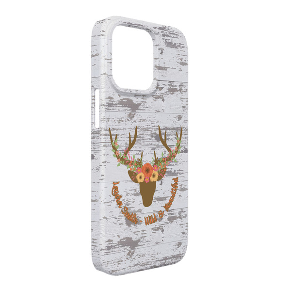 Custom Floral Antler iPhone Case - Plastic - iPhone 13 Pro Max (Personalized)