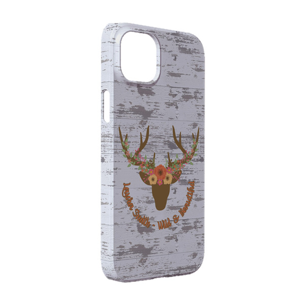 Custom Floral Antler iPhone Case - Plastic - iPhone 14 (Personalized)