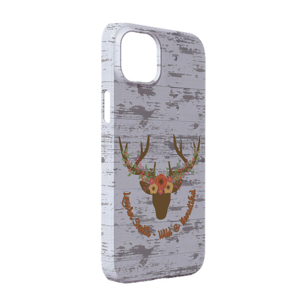 Custom Floral Antler iPhone Case - Plastic - iPhone 14 Pro (Personalized)