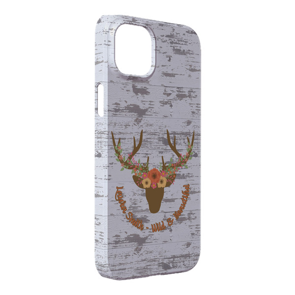 Custom Floral Antler iPhone Case - Plastic - iPhone 14 Pro Max (Personalized)