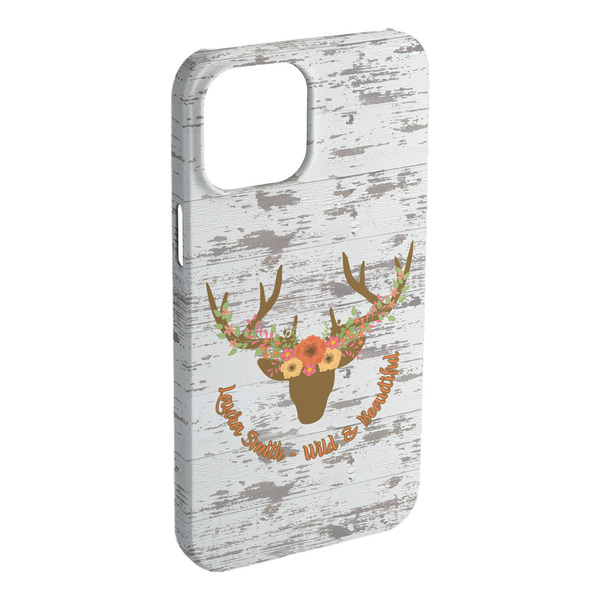 Custom Floral Antler iPhone Case - Plastic - iPhone 15 Plus (Personalized)