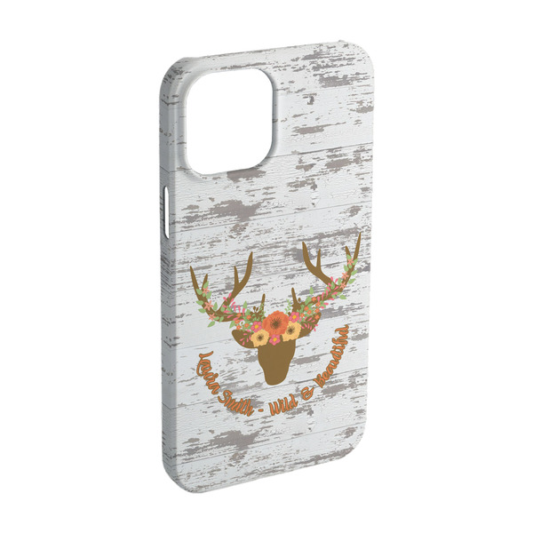 Custom Floral Antler iPhone Case - Plastic - iPhone 15 Pro (Personalized)