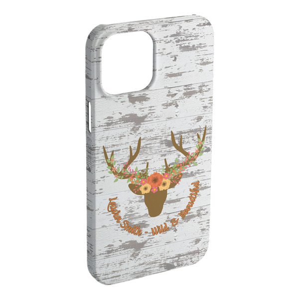 Custom Floral Antler iPhone Case - Plastic (Personalized)