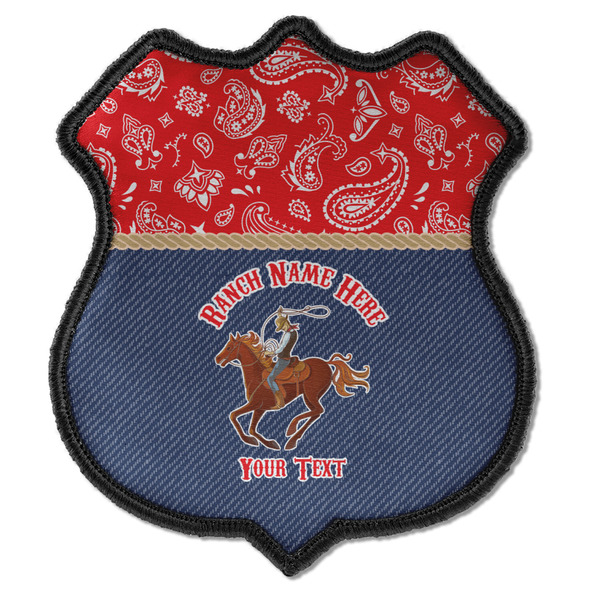 Custom Western Ranch Iron On Shield Patch C w/ Name or Text