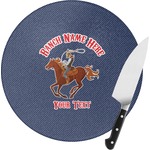 Western Ranch Round Glass Cutting Board - Small (Personalized)