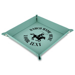 Western Ranch Faux Leather Dice Tray - 9" x 9"  - Teal (Personalized)