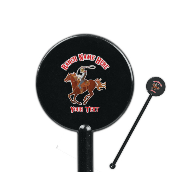 Custom Western Ranch 5.5" Round Plastic Stir Sticks - Black - Double Sided (Personalized)