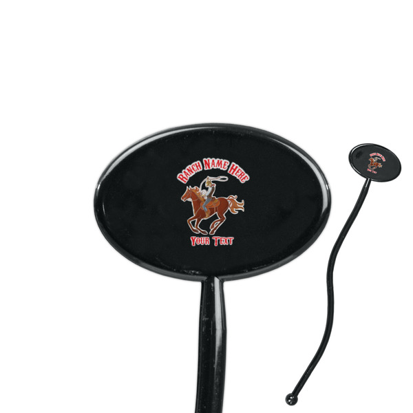 Custom Western Ranch 7" Oval Plastic Stir Sticks - Black - Double Sided (Personalized)