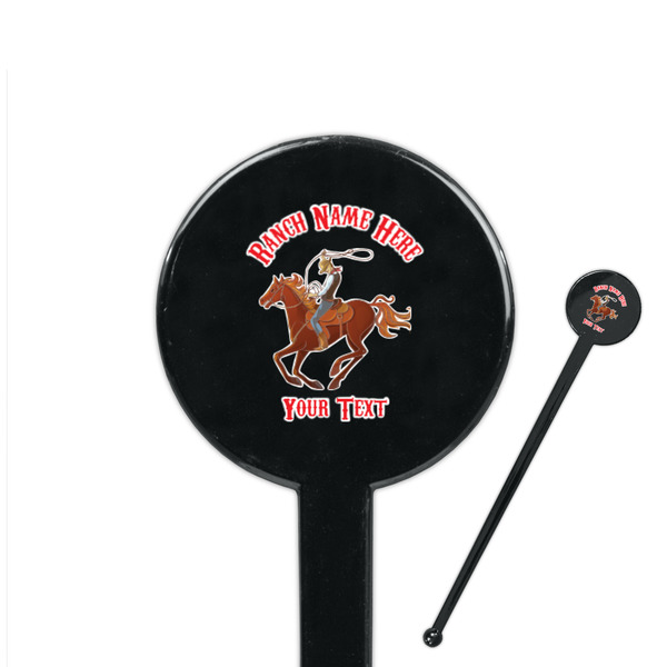 Custom Western Ranch 7" Round Plastic Stir Sticks - Black - Double Sided (Personalized)