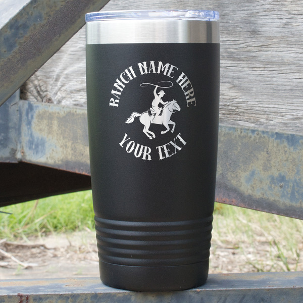 Custom Western Ranch 20 oz Stainless Steel Tumbler - Black - Single Sided (Personalized)