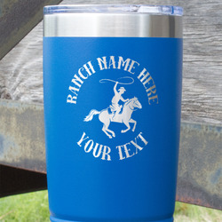 Western Ranch 20 oz Stainless Steel Tumbler - Royal Blue - Single Sided (Personalized)