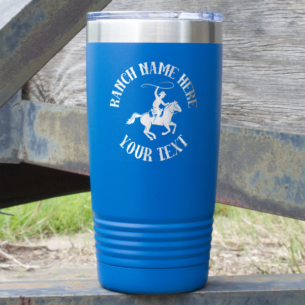 Custom Western Ranch 20 oz Stainless Steel Tumbler - Royal Blue - Double Sided (Personalized)