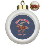 Western Ranch Ceramic Ball Ornaments - Poinsettia Garland (Personalized)