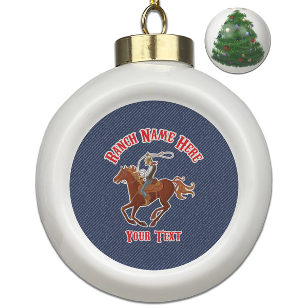 Custom Western Ranch Ceramic Ball Ornament - Christmas Tree (Personalized)