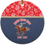 Western Ranch Round Ceramic Ornament w/ Name or Text