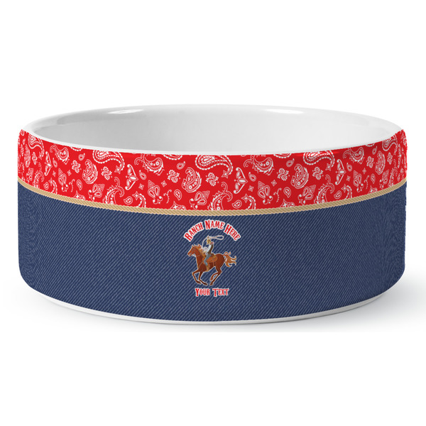 Custom Western Ranch Ceramic Dog Bowl - Medium (Personalized)