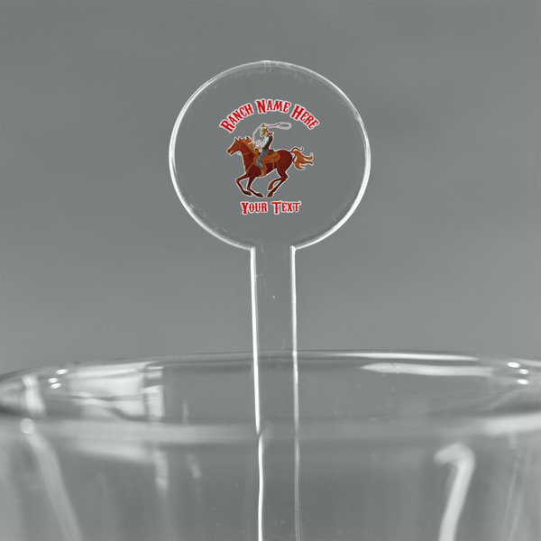 Custom Western Ranch 7" Round Plastic Stir Sticks - Clear (Personalized)