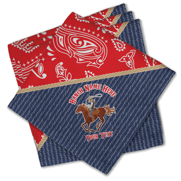 Custom Western Ranch Cloth Cocktail Napkins - Set of 4 w/ Name or Text