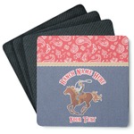 Western Ranch Square Rubber Backed Coasters - Set of 4 (Personalized)