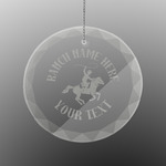 Western Ranch Engraved Glass Ornament - Round (Personalized)