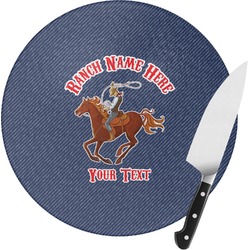 Western Ranch Round Glass Cutting Board (Personalized)