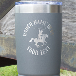 Western Ranch 20 oz Stainless Steel Tumbler - Grey - Double Sided (Personalized)