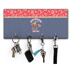 Western Ranch Key Hanger w/ 4 Hooks w/ Graphics and Text