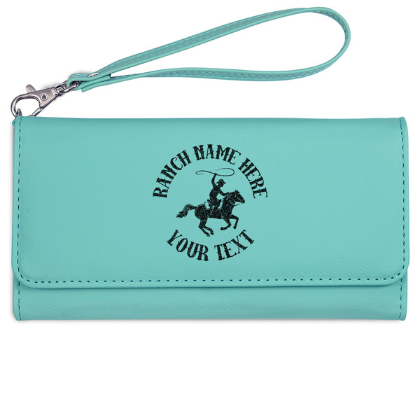 Custom Western Ranch Ladies Leatherette Wallet - Laser Engraved- Teal (Personalized)