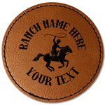 Western Ranch Faux Leather Iron On Patch - Round (Personalized)