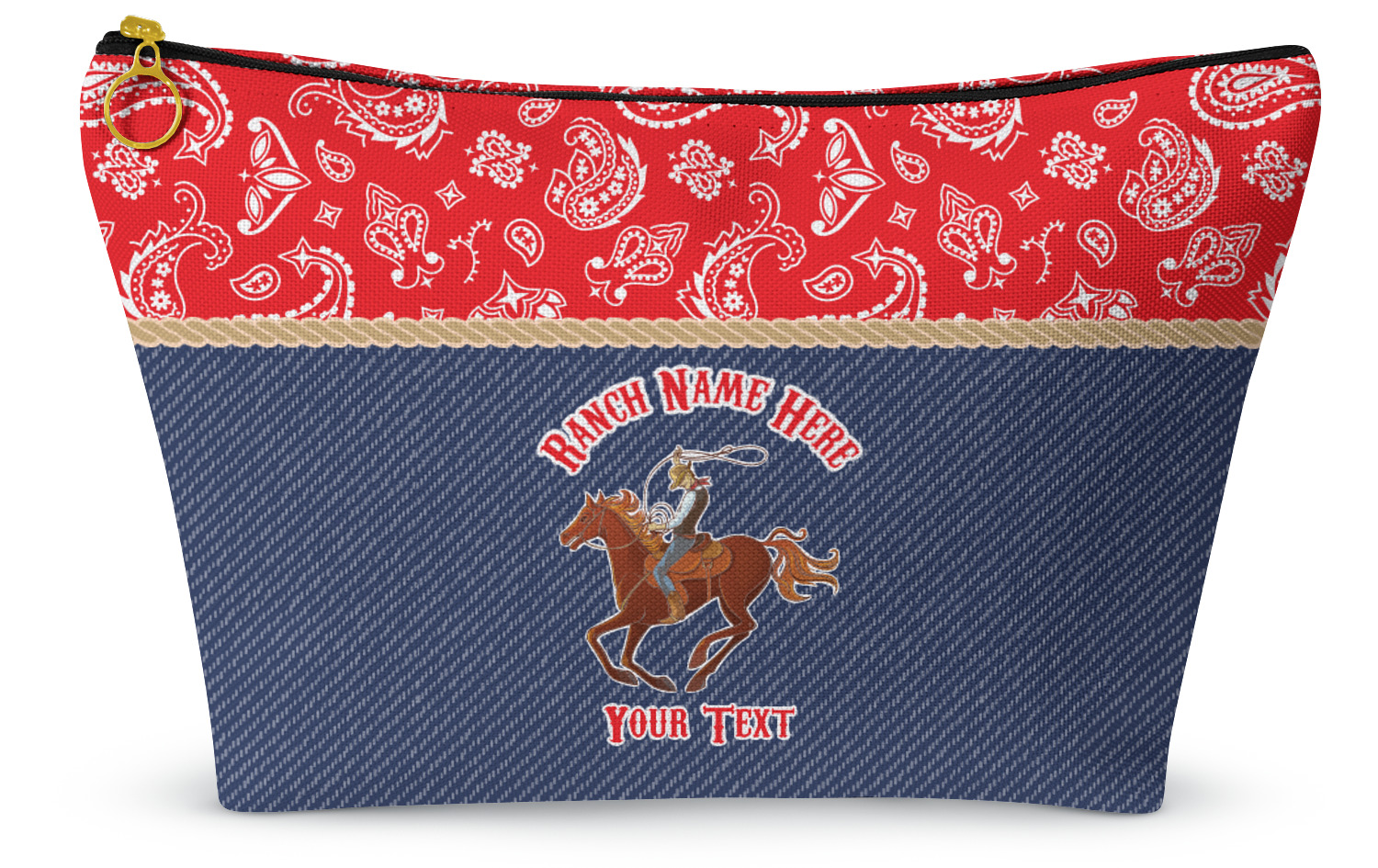  Western  Ranch Makeup  Bag  Small 8 5 x4 5 Personalized 